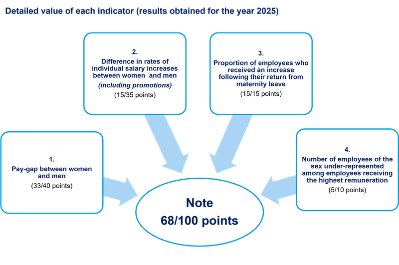 Detailed value of each indicator (results obtained for the year 2025) 