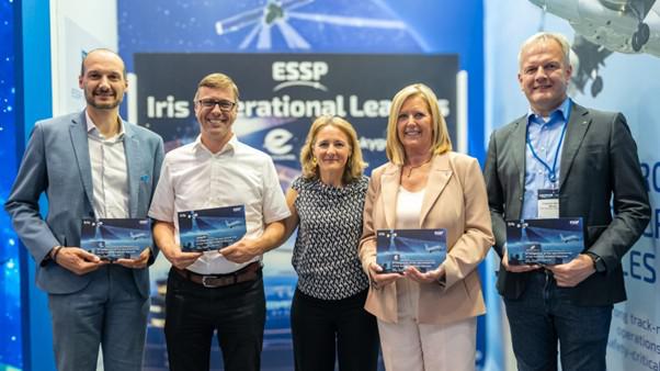 Picture taken at Airspace World 2026 – From left to right: Pierre Outrey, DSNA, Luc Chevallier, Skyguide, Charlotte Neyret, ESSP, Peggy Devestel, Eurocontrol MUAC, and Friedrich Wilhelm Menge, DFS.